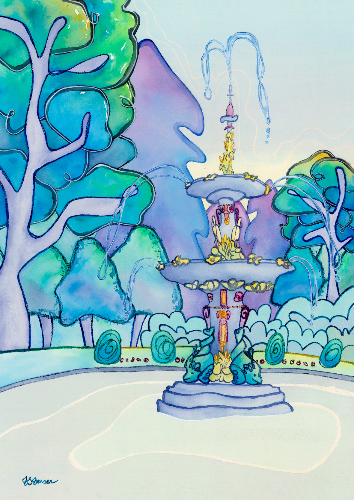 - Peacock Fountain in Christchurch Botanic Gardens Print -