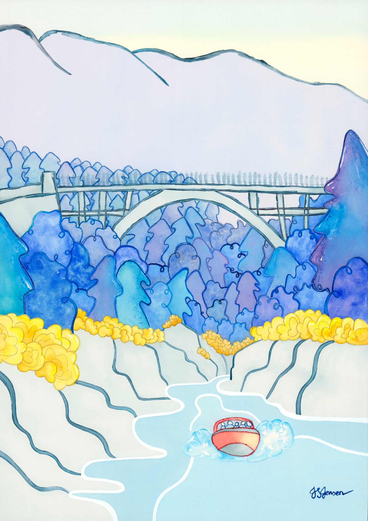 - Shotover River and Edith Cavell Bridge Print -