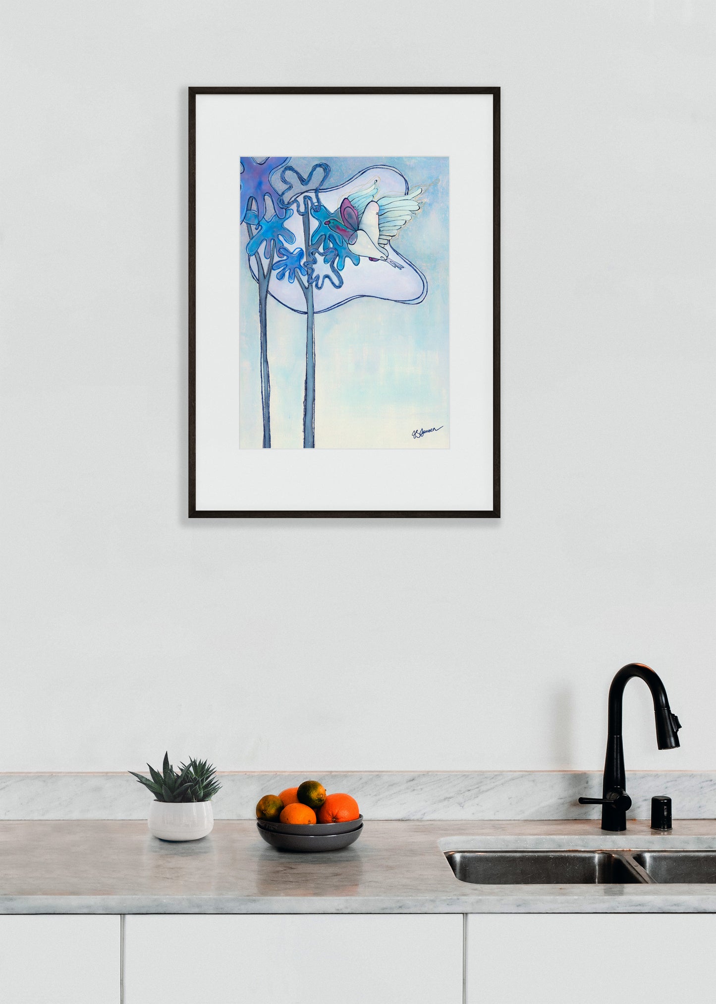 Kererū Flying Past Tī Kōuka Print