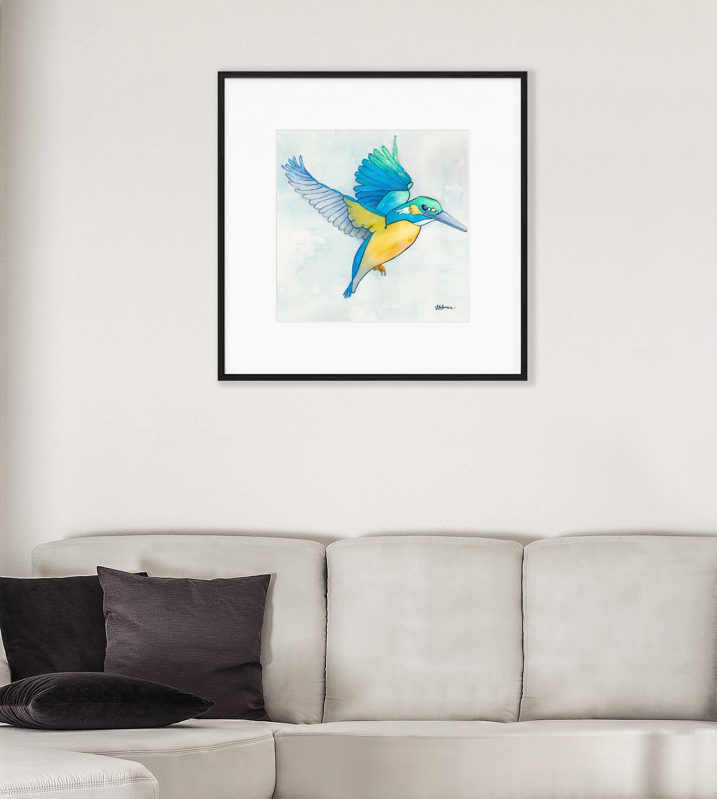 -- Kingfisher In Flight Print --