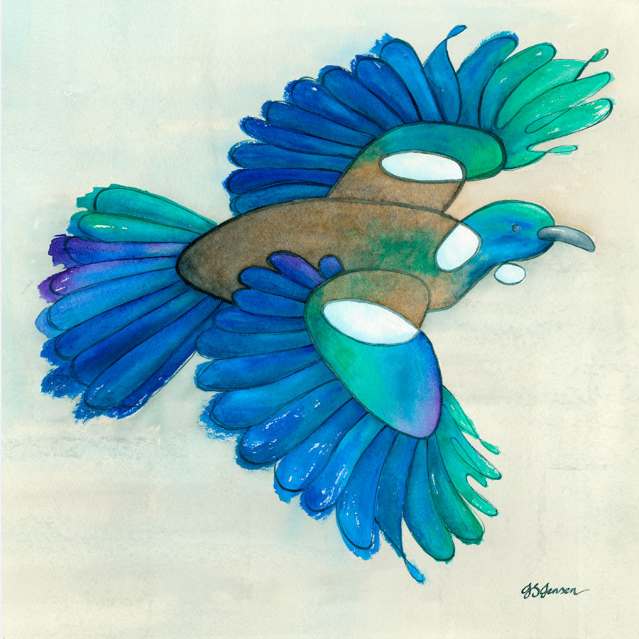 -- Tūī In Flight Print --