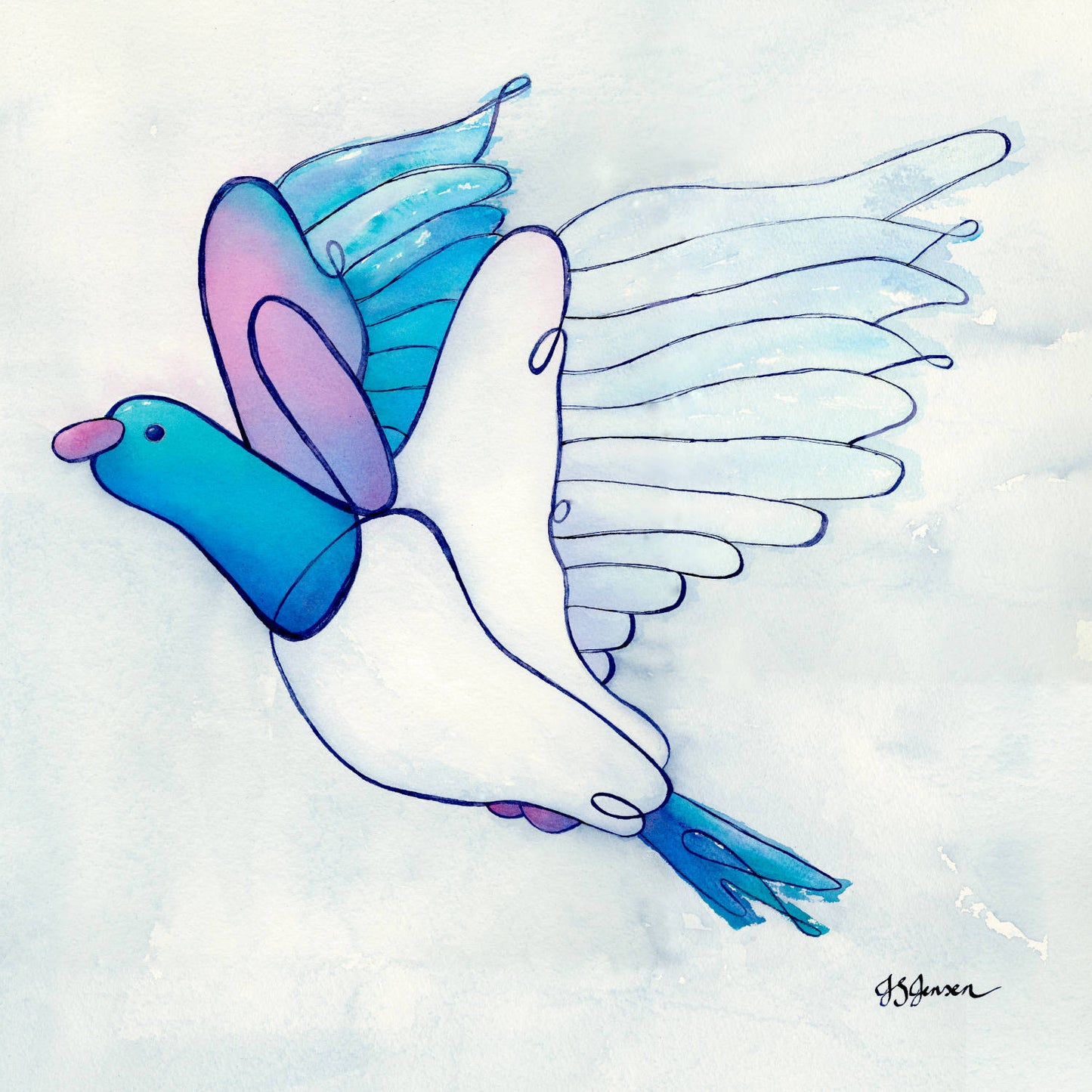 -- Wood Pigeon In Flight Print --